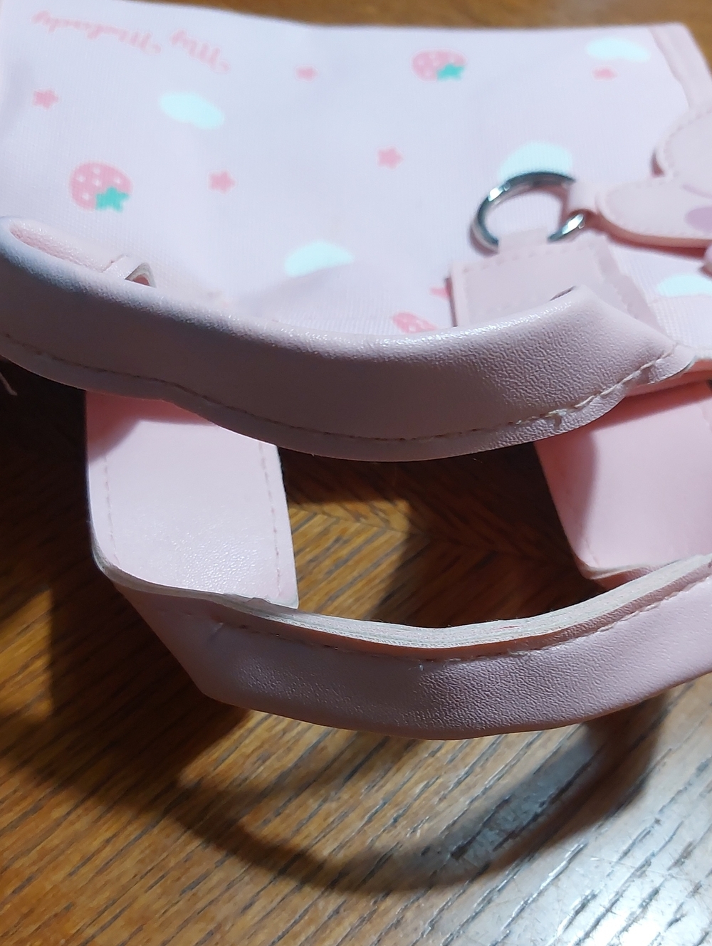 Pink  Tote with Hearts, Stars and Strawberry Charm - Picture 4 of 7